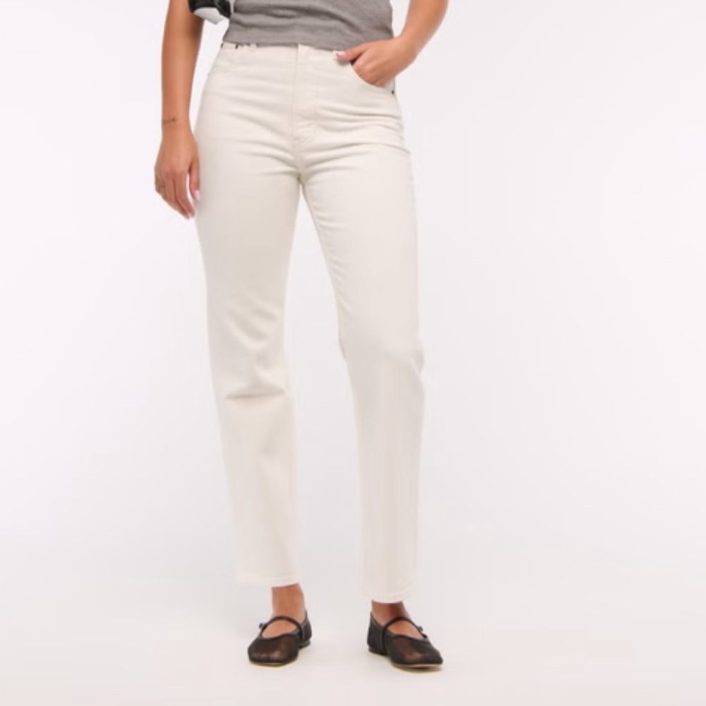 Abercrombie & Fitch Cream Ultra High Rise Jeans